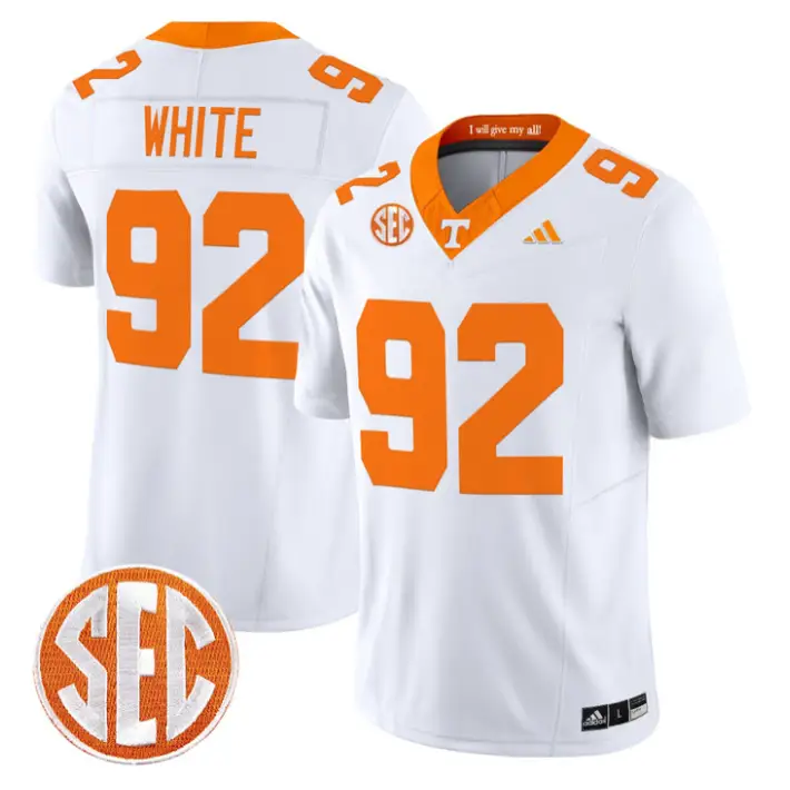 Reggie_White_Jersey_92_Tennessee_Vols_2026_Vapor_Limited_Stitched_White - Malcom Terry Reggie White Jersey #92 Tennessee Vols 2026 Vapor Limited Stitched by My Store NCAA Football Jerseys