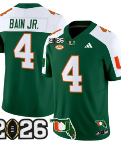Rueben Bain Jr Jersey #4 Miami Hurricanes 2026 CFP Final Stitched 8 Rueben Bain Jr Jersey #4 Miami Hurricanes 2026 CFP Final Stitched by My Store NCAA Football Jerseys