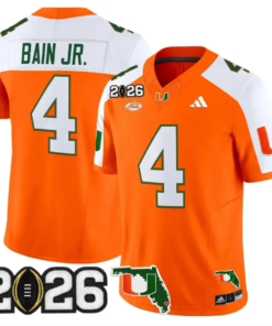 Rueben Bain Jr Jersey #4 Miami Hurricanes 2026 CFP Final Stitched 10 Rueben Bain Jr Jersey #4 Miami Hurricanes 2026 CFP Final Stitched by My Store NCAA Football Jerseys