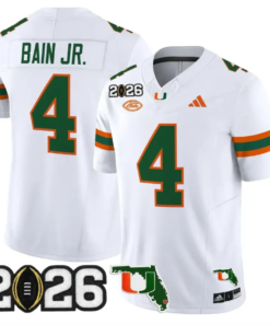 Rueben Bain Jr Jersey #4 Miami Hurricanes 2026 CFP Final Stitched 12 Rueben Bain Jr Jersey #4 Miami Hurricanes 2026 CFP Final Stitched by My Store NCAA Football Jerseys