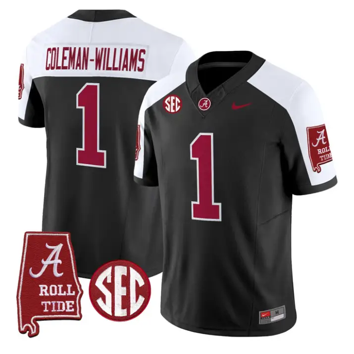 Ryan_Coleman-Williams_Jersey_1_Alabama_Crimson_2026_SEC_Patch_Stitched_Black_Alter - Malcom Terry Ryan Coleman-Williams Jersey #1 Alabama Crimson 2026 SEC Patch Stitched by My Store NCAA Football Jerseys