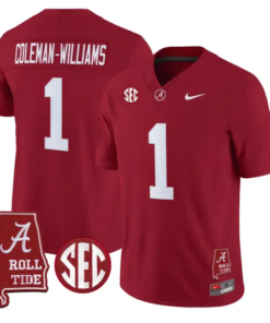 Ryan_Coleman-Williams_Jersey_1_Alabama_Crimson_2026_SEC_Patch_Stitched_Crimson - Malcom Terry Ryan Coleman-Williams Jersey #1 Alabama Crimson 2026 SEC Patch Stitched by My Store NCAA Football Jerseys