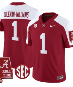 Ryan_Coleman-Williams_Jersey_1_Alabama_Crimson_2026_SEC_Patch_Stitched_Crimson_Alter - Malcom Terry Ryan Coleman-Williams Jersey #1 Alabama Crimson 2026 SEC Patch Stitched by My Store NCAA Football Jerseys
