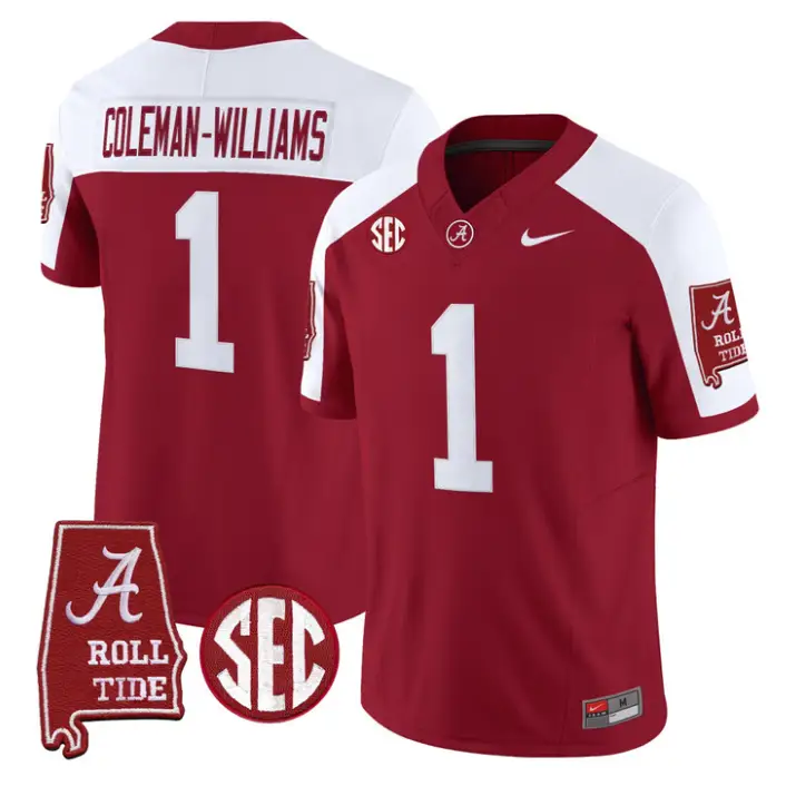 Ryan_Coleman-Williams_Jersey_1_Alabama_Crimson_2026_SEC_Patch_Stitched_Crimson_Alter - Malcom Terry Ryan Coleman-Williams Jersey #1 Alabama Crimson 2026 SEC Patch Stitched by My Store NCAA Football Jerseys