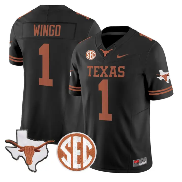 Ryan_Wingo_Jersey_1_Texas_Longhorns_2026_SEC_Patch_Stitched_Black - Malcom Terry Ryan Wingo Jersey #1 Texas Longhorns 2026 SEC Patch Stitched by My Store NCAA Football Jerseys