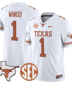 Ryan_Wingo_Jersey_1_Texas_Longhorns_2026_SEC_Patch_Stitched_White - Malcom Terry Ryan Wingo Jersey #1 Texas Longhorns 2026 SEC Patch Stitched by My Store NCAA Football Jerseys