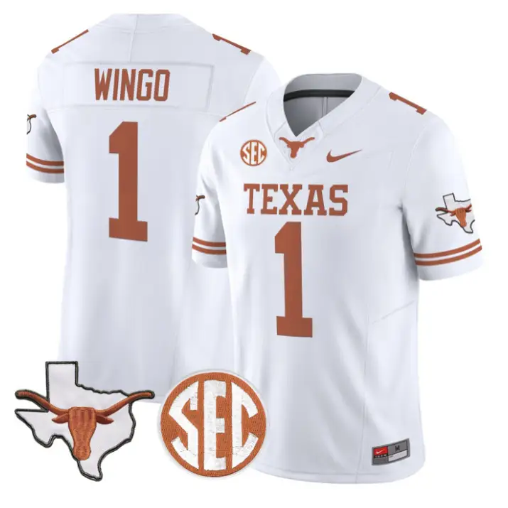 Ryan_Wingo_Jersey_1_Texas_Longhorns_2026_SEC_Patch_Stitched_White - Malcom Terry Ryan Wingo Jersey #1 Texas Longhorns 2026 SEC Patch Stitched by My Store NCAA Football Jerseys