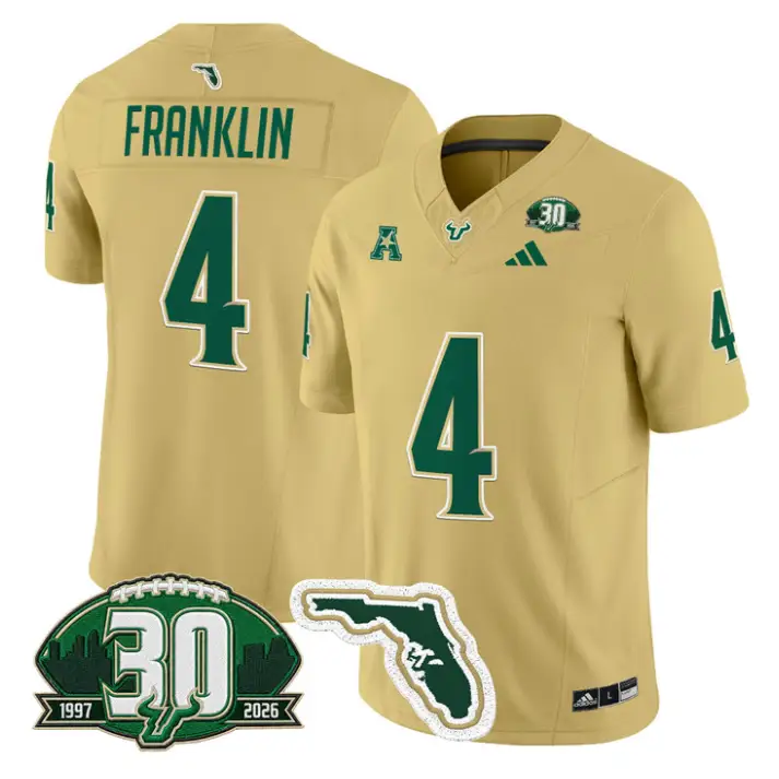Sam Franklin Jersey #4 South Florida Bulls 30th Patch Limited Stitched 3 Sam Franklin Jersey #4 South Florida Bulls 30th Patch Limited Stitched by My Store NCAA Football Jerseys