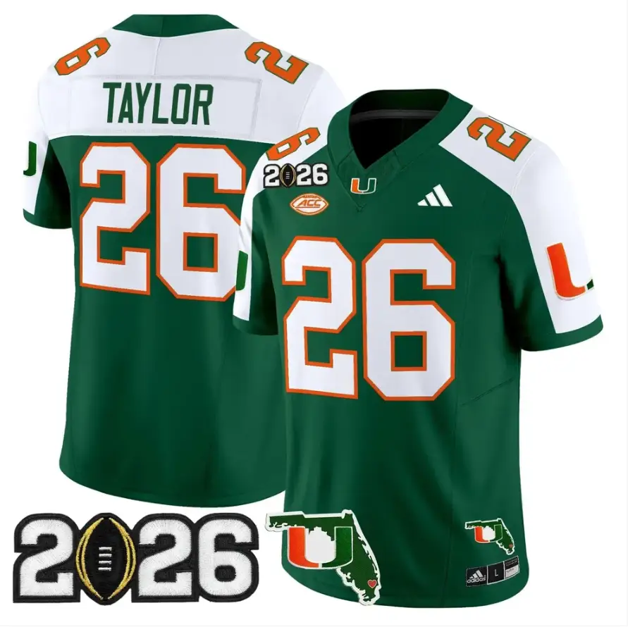 Sean Taylor Jersey #26 Miami Hurricanes 2026 CFP Final Patch Stitched 2 Sean Taylor Jersey #26 Miami Hurricanes 2026 CFP Final Patch Stitched by My Store NCAA Football Jerseys