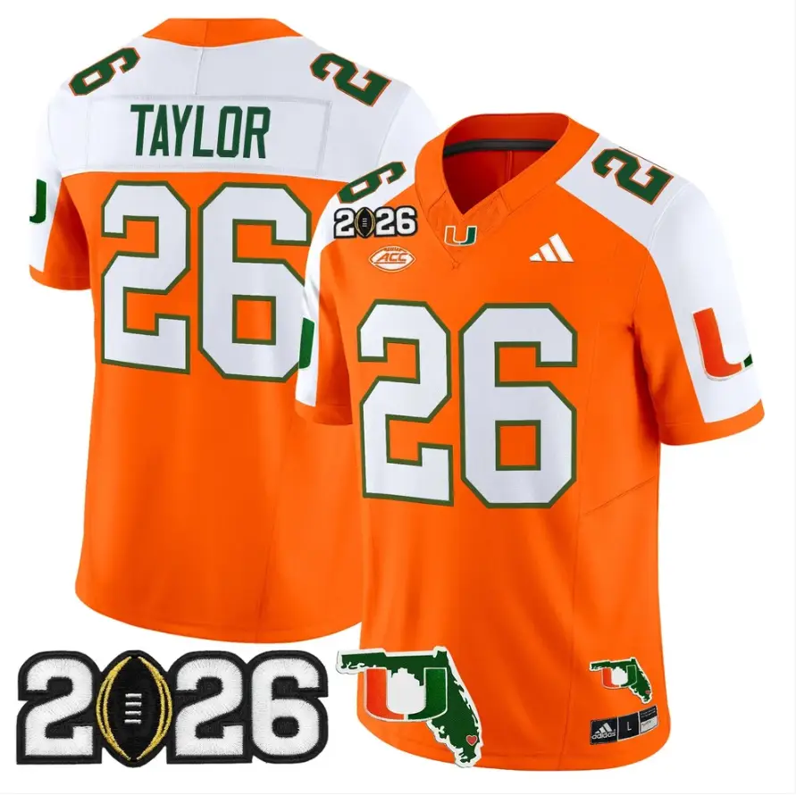 Sean Taylor Jersey #26 Miami Hurricanes 2026 CFP Final Patch Stitched 4 Sean Taylor Jersey #26 Miami Hurricanes 2026 CFP Final Patch Stitched by My Store NCAA Football Jerseys