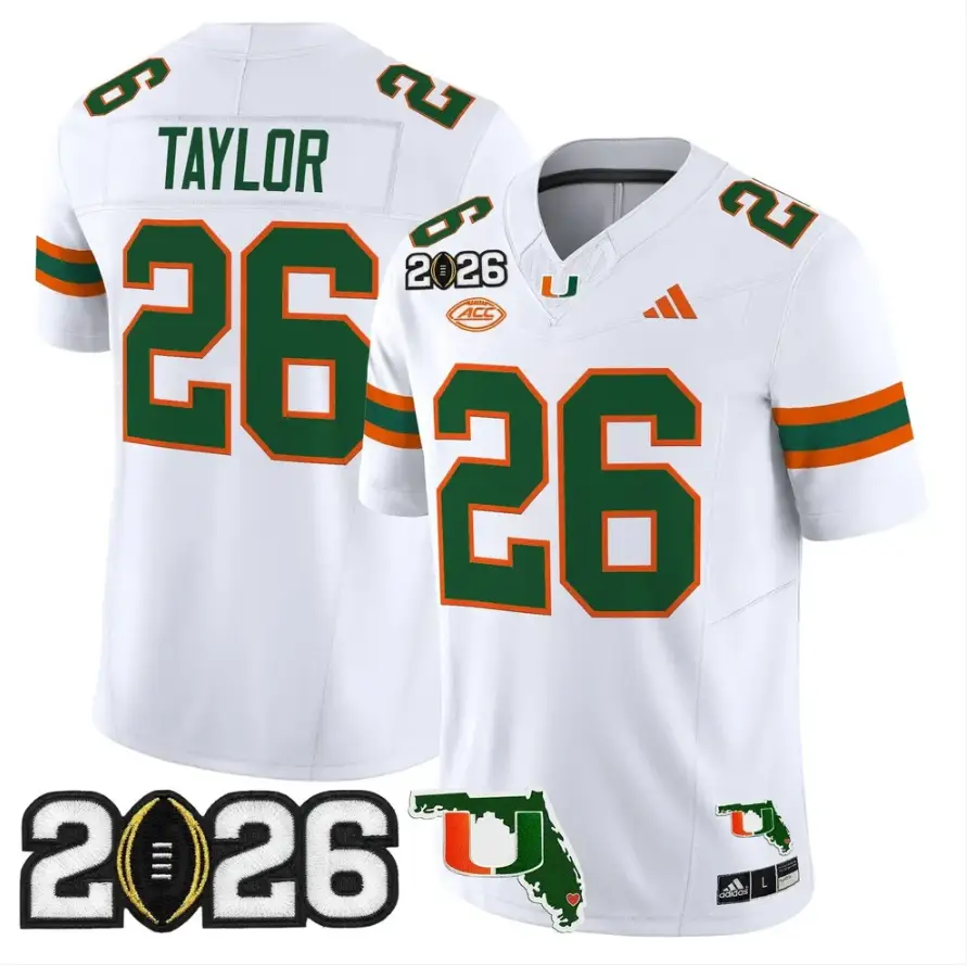 Sean Taylor Jersey #26 Miami Hurricanes 2026 CFP Final Patch Stitched 6 Sean Taylor Jersey #26 Miami Hurricanes 2026 CFP Final Patch Stitched by My Store NCAA Football Jerseys