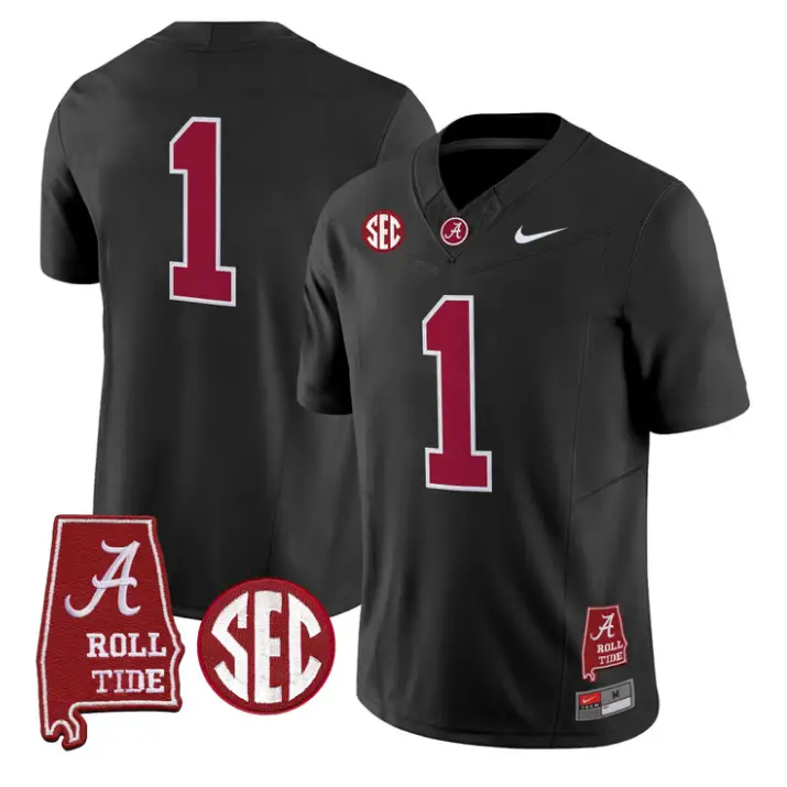 Team_Jersey_1_Alabama_Crimson_2026_SEC_Patch_Stitched_Black - Malcom Terry Team Jersey #1 Alabama Crimson 2026 SEC Patch Stitched by My Store NCAA Football Jerseys