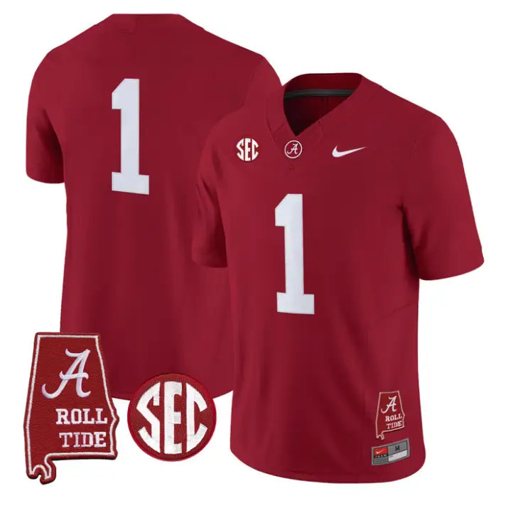 Team_Jersey_1_Alabama_Crimson_2026_SEC_Patch_Stitched_Crimson - Malcom Terry Team Jersey #1 Alabama Crimson 2026 SEC Patch Stitched by My Store NCAA Football Jerseys