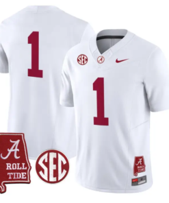 Team_Jersey_1_Alabama_Crimson_2026_SEC_Patch_Stitched_White - Malcom Terry Team Jersey #1 Alabama Crimson 2026 SEC Patch Stitched by My Store NCAA Football Jerseys