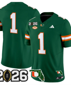 Team Jersey #1 Miami Hurricanes 2026 CFP Final Patch Stitched 9 Team Jersey #1 Miami Hurricanes 2026 CFP Final Patch Stitched by My Store NCAA Football Jerseys