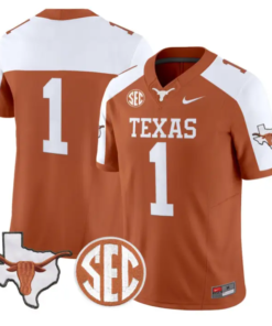 Team Jersey #1 Texas Longhorns 2026 Map and SEC Patch Stitched 8 Team Jersey #1 Texas Longhorns 2026 Map and SEC Patch Stitched by My Store NCAA Football Jerseys
