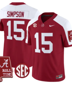 Ty_Simpson_Jersey_15_Alabama_Crimson_2026_SEC_Patch_Stitched_Crimson_Alter - Malcom Terry Ty Simpson Jersey #15 Alabama Crimson 2026 SEC Patch Stitched by My Store NCAA Football Jerseys
