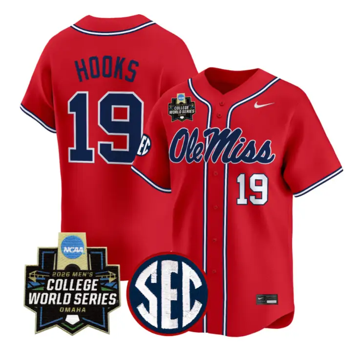 Walker Hooks Jersey #19 Ole Miss 2026 World Series Vapor Stitched by My Store