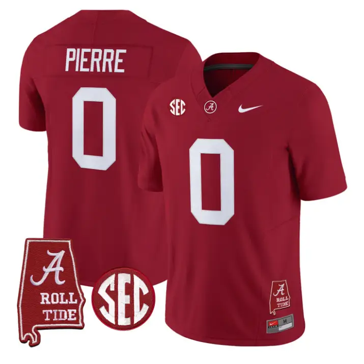 Yhonzae Pierre Jersey #0 Alabama Crimson 2026 SEC Patch Stitched 4 Yhonzae Pierre Jersey #0 Alabama Crimson 2026 SEC Patch Stitched by My Store NCAA Football Jerseys
