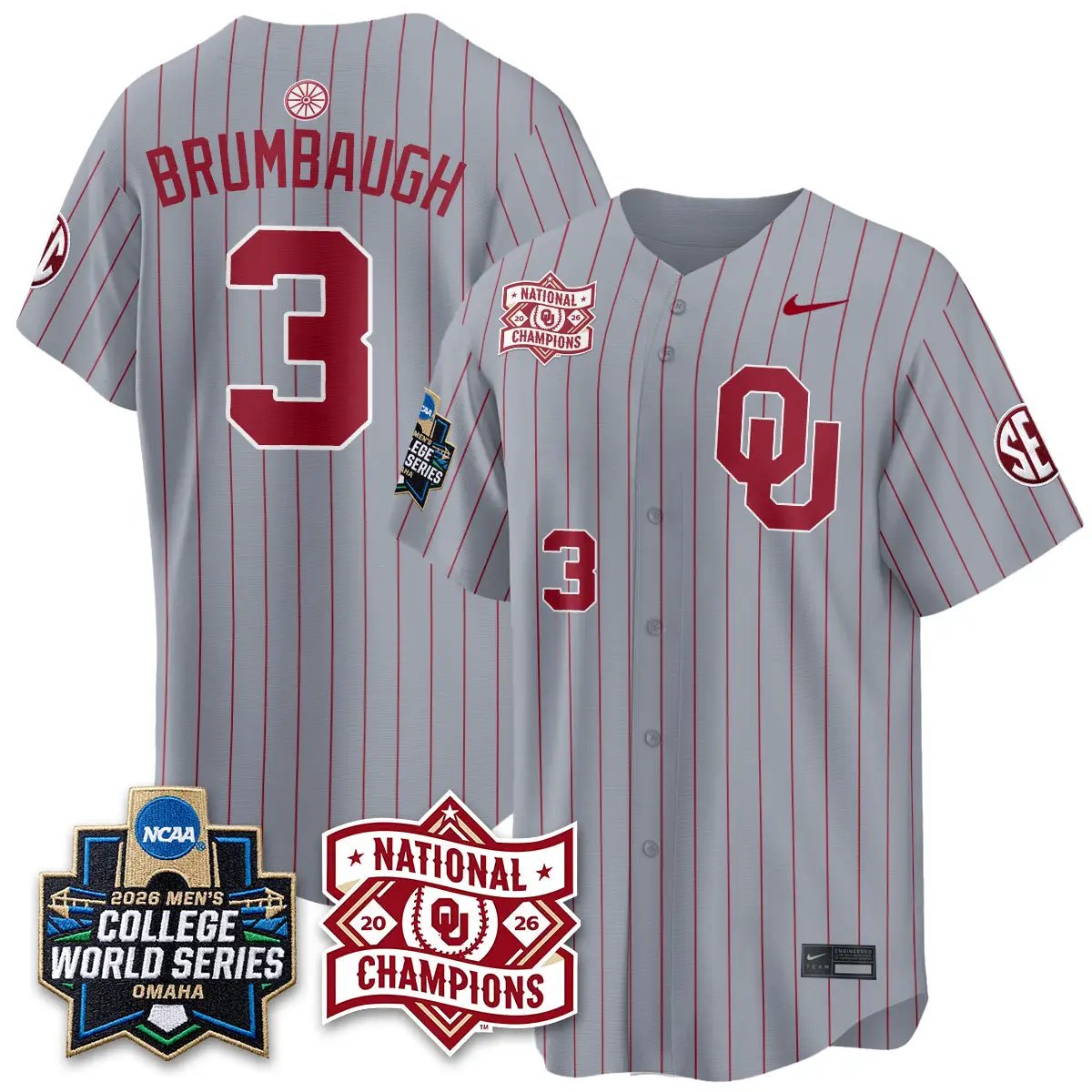 Oklahoma Sooners 2026 NCAA Baseball College World Series Champions Vapor Jersey - Stitched 2 Oklahoma Sooners 2026 NCAA Baseball College World Series Champions Vapor Jersey - Stitched by Oklahoma Sooners