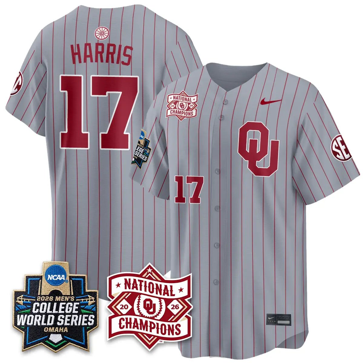 Oklahoma Sooners 2026 NCAA Baseball College World Series Champions Vapor Jersey - Stitched 8 Oklahoma Sooners 2026 NCAA Baseball College World Series Champions Vapor Jersey - Stitched by Oklahoma Sooners