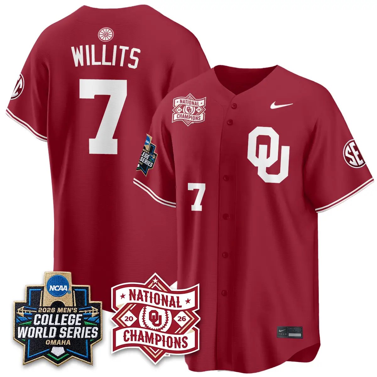 Oklahoma Sooners 2026 NCAA Baseball College World Series Champions Vapor Jersey - Stitched 25 Oklahoma Sooners 2026 NCAA Baseball College World Series Champions Vapor Jersey - Stitched by Oklahoma Sooners