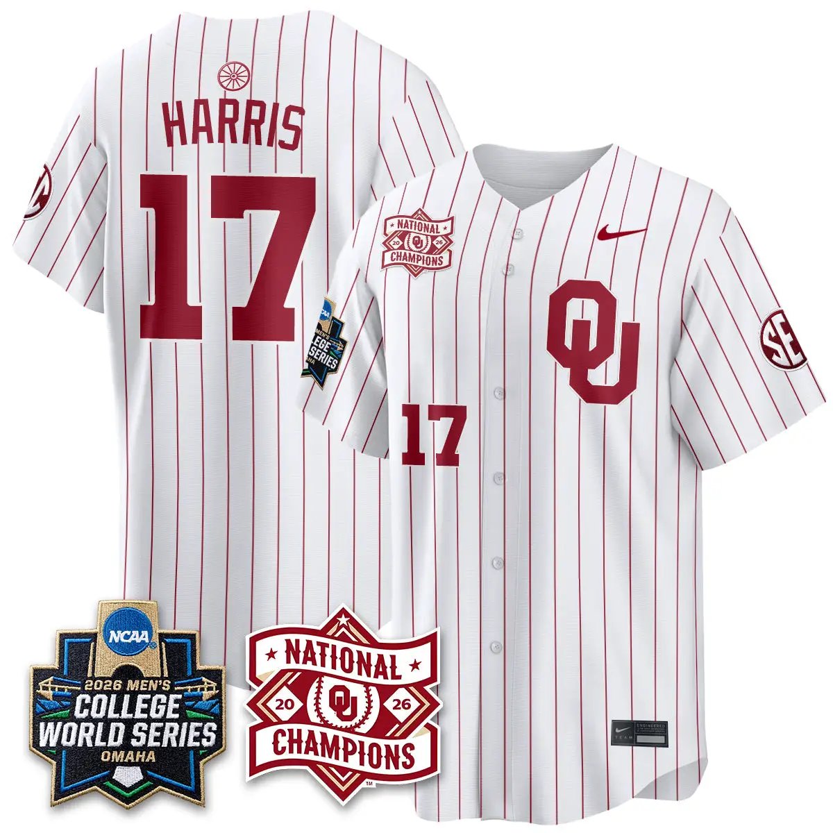 Oklahoma Sooners 2026 NCAA Baseball College World Series Champions Vapor Jersey - Stitched 38 Oklahoma Sooners 2026 NCAA Baseball College World Series Champions Vapor Jersey - Stitched by Oklahoma Sooners