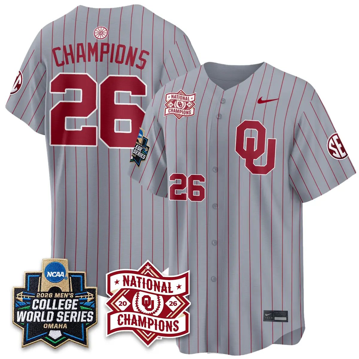 Oklahoma Sooners 2026 NCAA Baseball College World Series Champions Vapor Jersey - Stitched 9 Oklahoma Sooners 2026 NCAA Baseball College World Series Champions Vapor Jersey - Stitched by Oklahoma Sooners