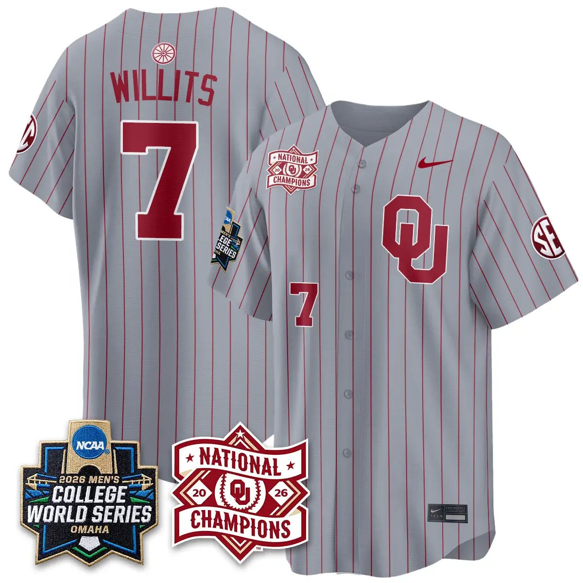 Oklahoma Sooners 2026 NCAA Baseball College World Series Champions Vapor Jersey - Stitched 5 Oklahoma Sooners 2026 NCAA Baseball College World Series Champions Vapor Jersey - Stitched by Oklahoma Sooners