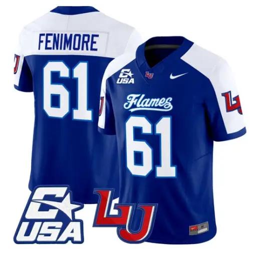 Aaron_Fenimore_Jersey_61_Liberty_Flames_2026_Vapor_Limited_Stitched_Navy_Alter - Malcom Terry Aaron Fenimore Jersey #61 Liberty Flames 2026 Vapor Limited Stitched by My Store NCAA Football Jerseys