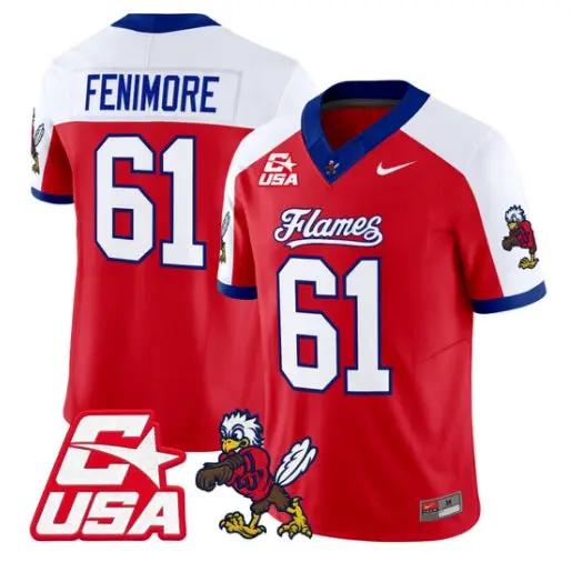 Aaron_Fenimore_Jersey_61_Liberty_Flames_2026_Vapor_Limited_Stitched_Red_Alter - Malcom Terry Aaron Fenimore Jersey #61 Liberty Flames 2026 Vapor Limited Stitched by My Store NCAA Football Jerseys