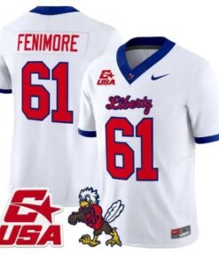 Aaron_Fenimore_Jersey_61_Liberty_Flames_2026_Vapor_Limited_Stitched_White - Malcom Terry Aaron Fenimore Jersey #61 Liberty Flames 2026 Vapor Limited Stitched by My Store NCAA Football Jerseys