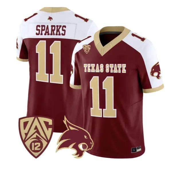 Beau Sparks Jersey #11 Texas State Bobcats 2026 Vapor All Stitched 3 Beau Sparks Jersey #11 Texas State Bobcats 2026 Vapor All Stitched by My Store NCAA Football Jerseys