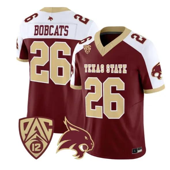 Bobcats Jersey #26 Texas State Bobcats 2026 Vapor Limited Stitched 3 Bobcats Jersey #26 Texas State Bobcats 2026 Vapor Limited Stitched by My Store NCAA Football Jerseys