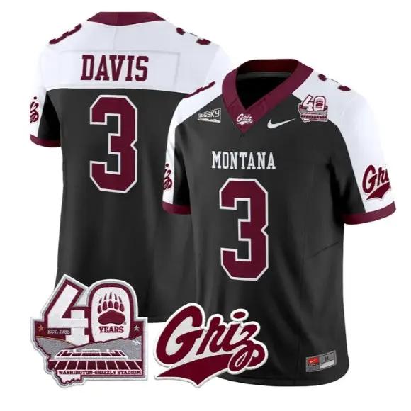 Brooks Davis Jersey #3 Montana Grizzlies 2026 Limited All Stitched by My Store NCAA Football Jerseys