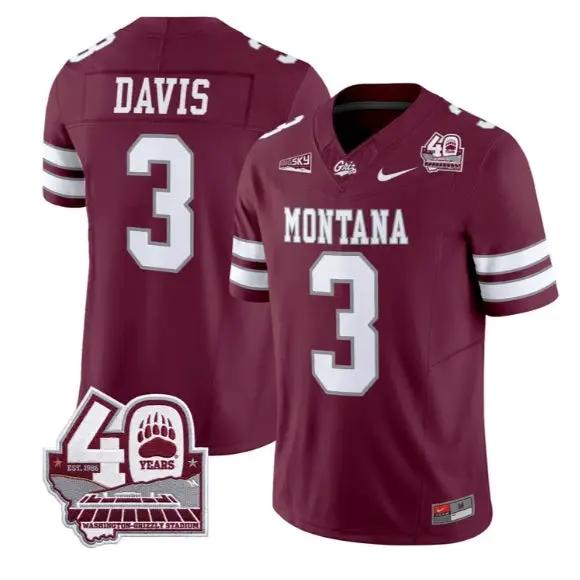 Brooks Davis Jersey #3 Montana Grizzlies 2026 Limited All Stitched by My Store NCAA Football Jerseys