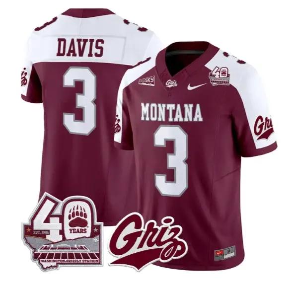 Brooks Davis Jersey #3 Montana Grizzlies 2026 Limited All Stitched by My Store NCAA Football Jerseys