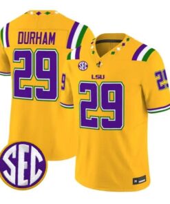 Caden Durham #29 LSU Tigers Jersey 2026 Mardi Gras Edition All Stitched by My Store NCAA Football Jerseys