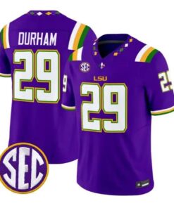Caden Durham #29 LSU Tigers Jersey 2026 Mardi Gras Edition All Stitched by My Store NCAA Football Jerseys