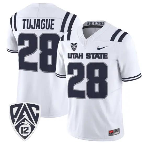 Carson Tujague Jersey #28 Utah State Aggies 2026 Limited All Stitched by My Store NCAA Football Jerseys