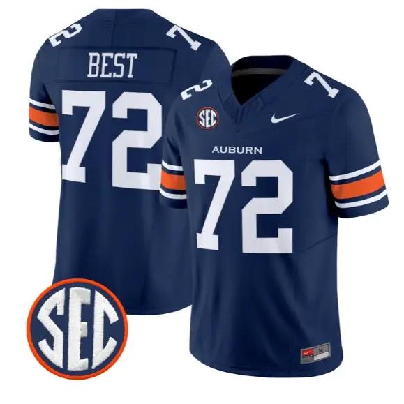 Cole Best #72 Auburn Tigers Jersey 2026 Vapor Limited All Stitched by My Store NCAA Football Jerseys