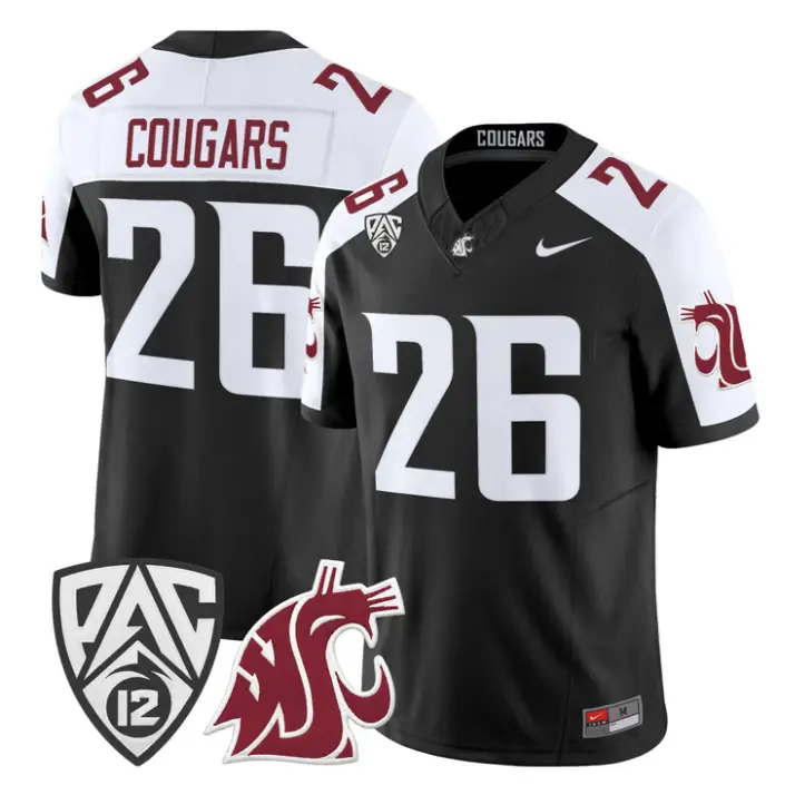 Cougars Jersey #26 Washington State Cougars 2026 Vapor Stitched 1 Cougars Jersey #26 Washington State Cougars 2026 Vapor Stitched Black Alter by My Store NCAA Football Jerseys
