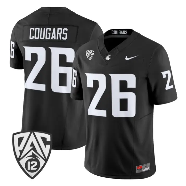 Cougars Jersey #26 Washington State Cougars 2026 Vapor Stitched 2 Cougars Jersey #26 Washington State Cougars 2026 Vapor Stitched Black Alter by My Store NCAA Football Jerseys