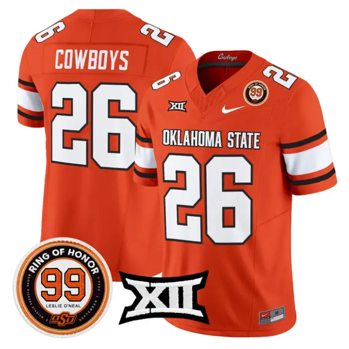 Cowboys Jersey #26 Oklahoma State 2026 Leslie O'neal Limited Stitched by My Store NCAA Football Jerseys