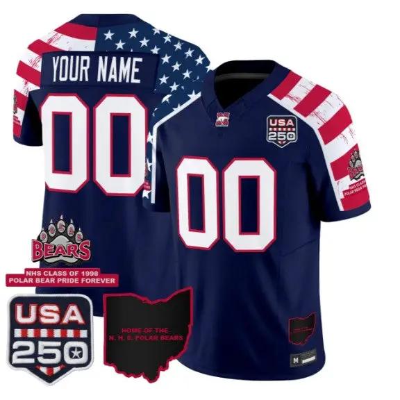 CustomNorthridgePolarBears2026JerseyAmerica250thAnniversaryPacthStitched - Malcom Terry Custom Northridge Polar Bears Jersey Name, Number 2026 Vapor Stitched by My Store NCAA Football Jerseys