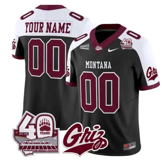 Custom Montana Grizzlies Jersey 2026 - 40th Anniv Patch Stitched by My Store NCAA Football Jerseys