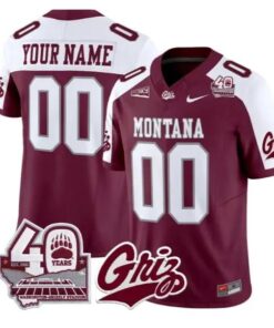 Custom Montana Grizzlies Jersey 2026 - 40th Anniv Patch Stitched by My Store NCAA Football Jerseys