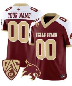 Custom Texas State Bobcats Jersey Name, Number 2026 Vapor Stitched 10 Custom Texas State Bobcats Jersey Name, Number 2026 Vapor Stitched by My Store NCAA Football Jerseys
