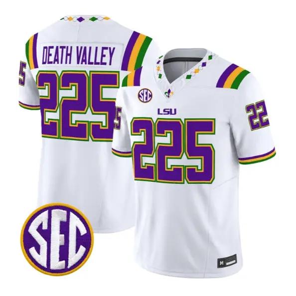 Death Valley #225 LSU Tigers Jersey 2026 Mardi Gras Edition All Stitched by My Store NCAA Football Jerseys