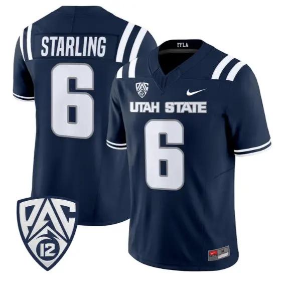 Demick Starling Jersey #6 Utah State Aggies 2026 Limited All Stitched by My Store NCAA Football Jerseys